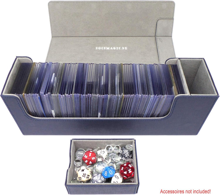 docsmagic.de Premium Magnetic Tray Long Box Dark Blue Medium + 3 Flip Boxes - Dunkelblau Medium + 3