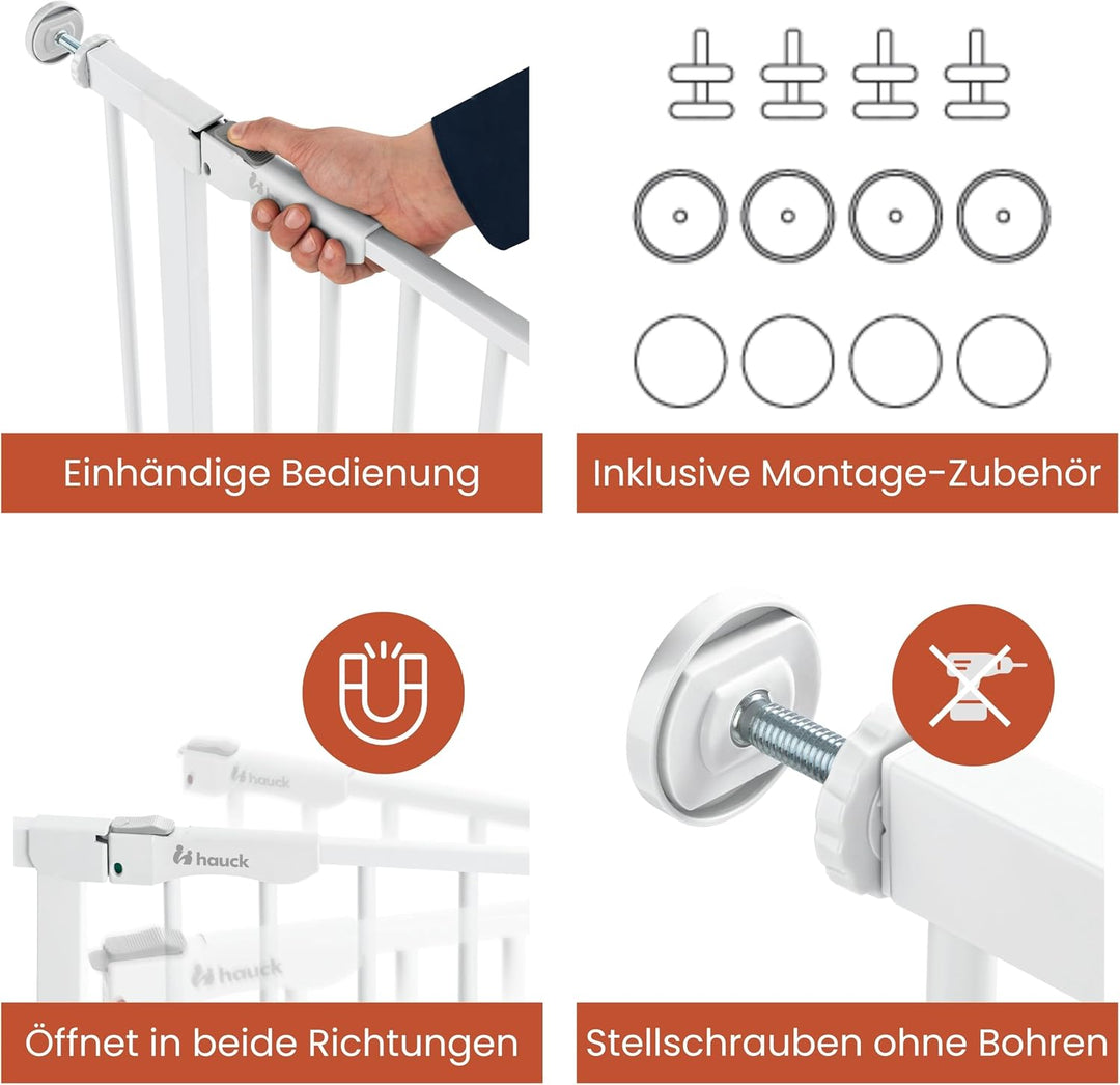 hauck Treppenschutzgitter Türschutzgitter Clear Step Autoclose 2 Set inkl. 9 cm Verlängerung für Bre