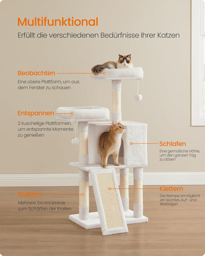 Feandrea Kratzbaum, Katzenbaum, 115 cm, Kratzbrett, cremeweiss PCT141W02 Cremweiss 50L x 35B x 115H