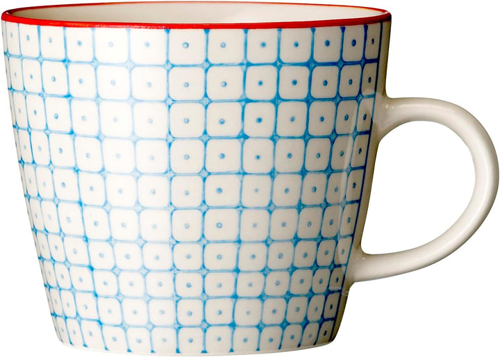 Bloomingville Tassen Carla - Kaffeetasse Teetasse mit Henkel, rot orange blau, Keramik, 6er Set