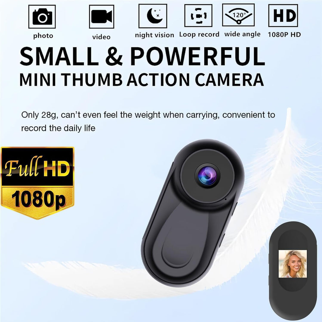 OBEST Mini Action Cam Nachtsicht 360 Action Kamera Bodycam mit 0,85 Display, 1080P Vlog POV Camera M