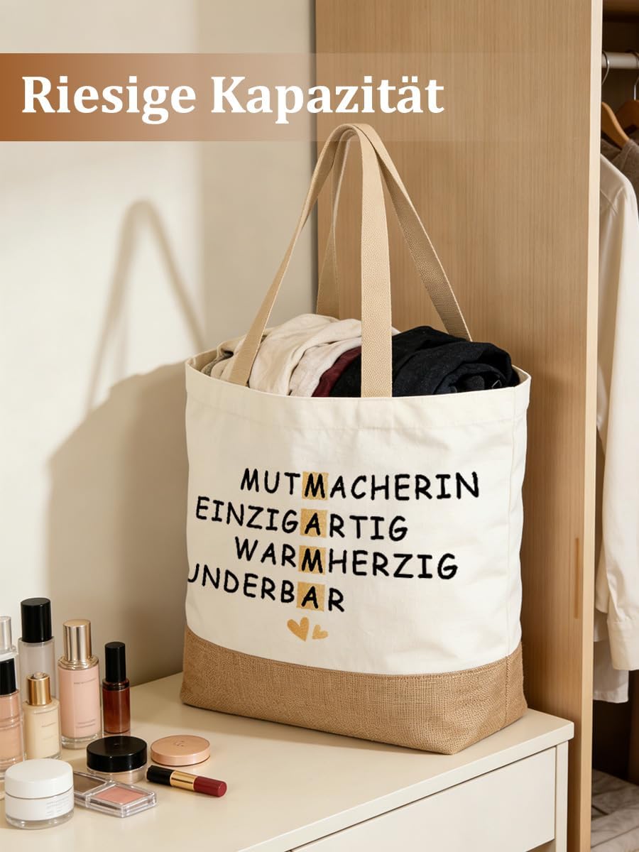 Muttertagsgeschenke für Mama, Jute Baumwolltasche Geschenke für Mama zum Muttertag Geburtstag, Mutte