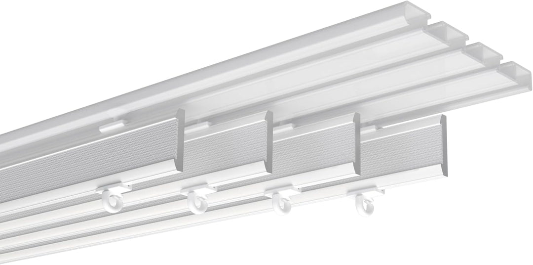 INTERDECO Paneelwagen (6 Sets) Weiss, Aluminium mit Klettband für Gardinenschienen, Easyslide, 45 cm