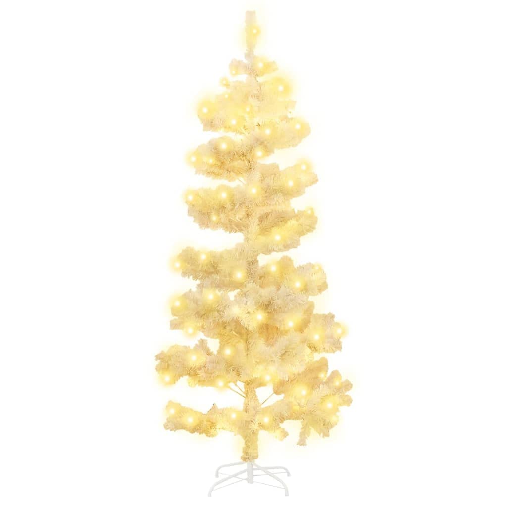 vidaXL Spiral-Weihnachtsbaum mit Beleuchtung und Ständer Weiss 180 cm Weiss 180 x 95 cm, Weiss 180 x