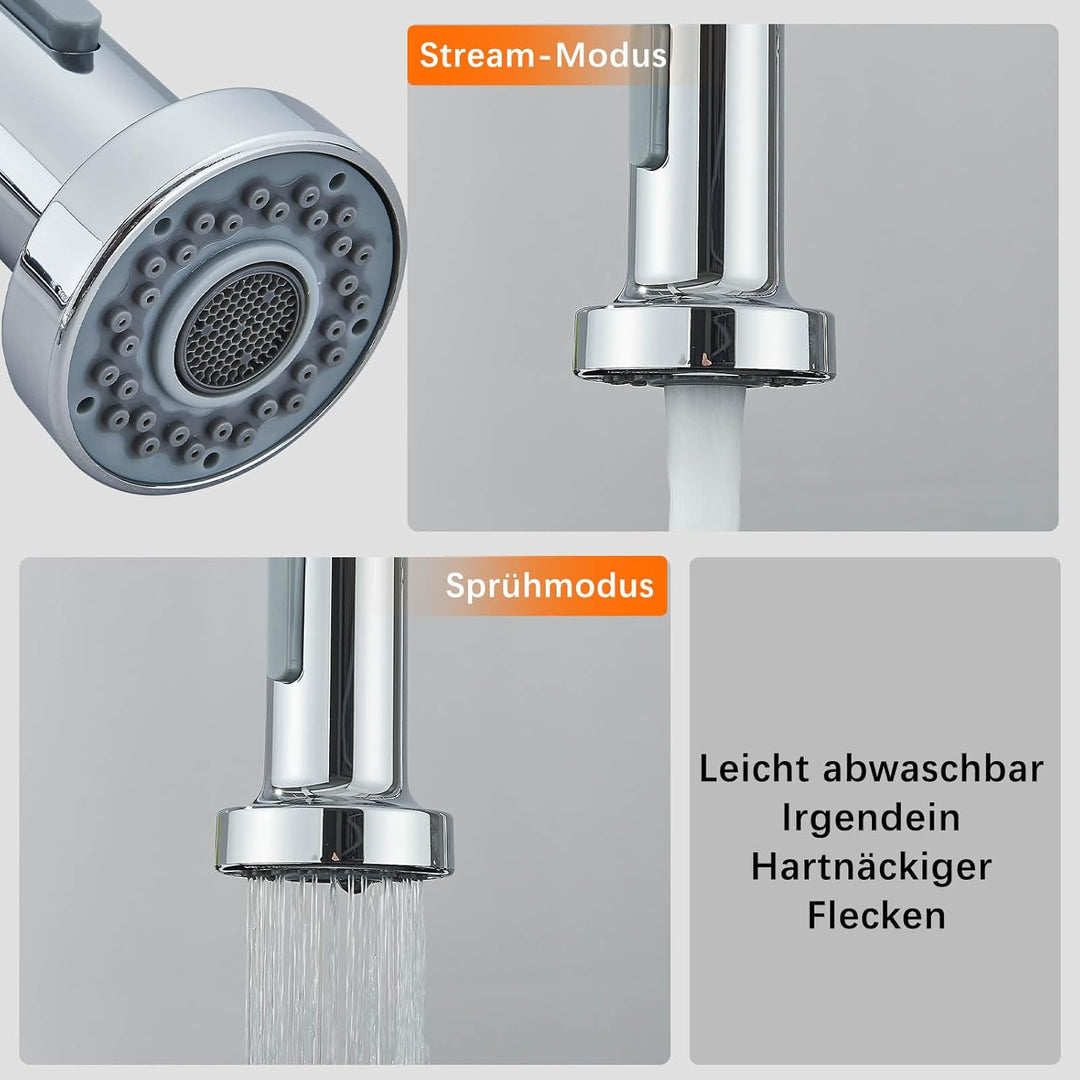 Wasserhahn Küchenarmatur Hoher Bogen Hochdruck mit Herunterziehen Brause Armatur Mischbatterie Spült
