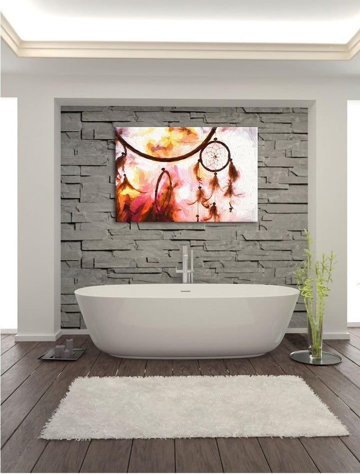 Pixxprint Traumfänger bei Sonnenuntergang als Leinwandbild/Grösse: 100x70 cm/Wandbild/Kunstdruck/fer