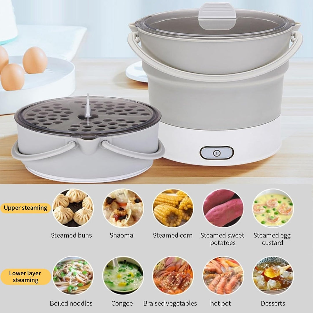 Elektrischer Hot Pot Faltbar,CEIEVER Tragbarer Reisekocher 1L Tragbarer Faltbarer elektrischer Kocht