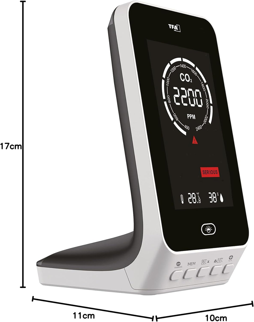 TFA Dostmann CO2 Messgerät AIRCO2NTROL UP, 31.5010.02, Luftgütemonitor, NDIR Dual Beam Sensor, Alarm