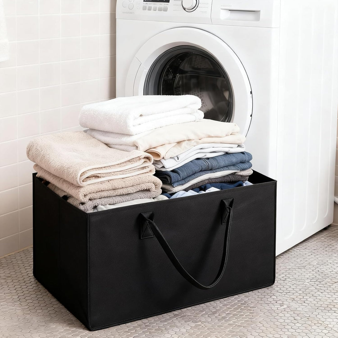 2 Stk. Filztasche XXL, 61 × 32 × 32 cm, 60L Filz Shopper Gross mit Henkel, Tasche aus Filz Faltbare,