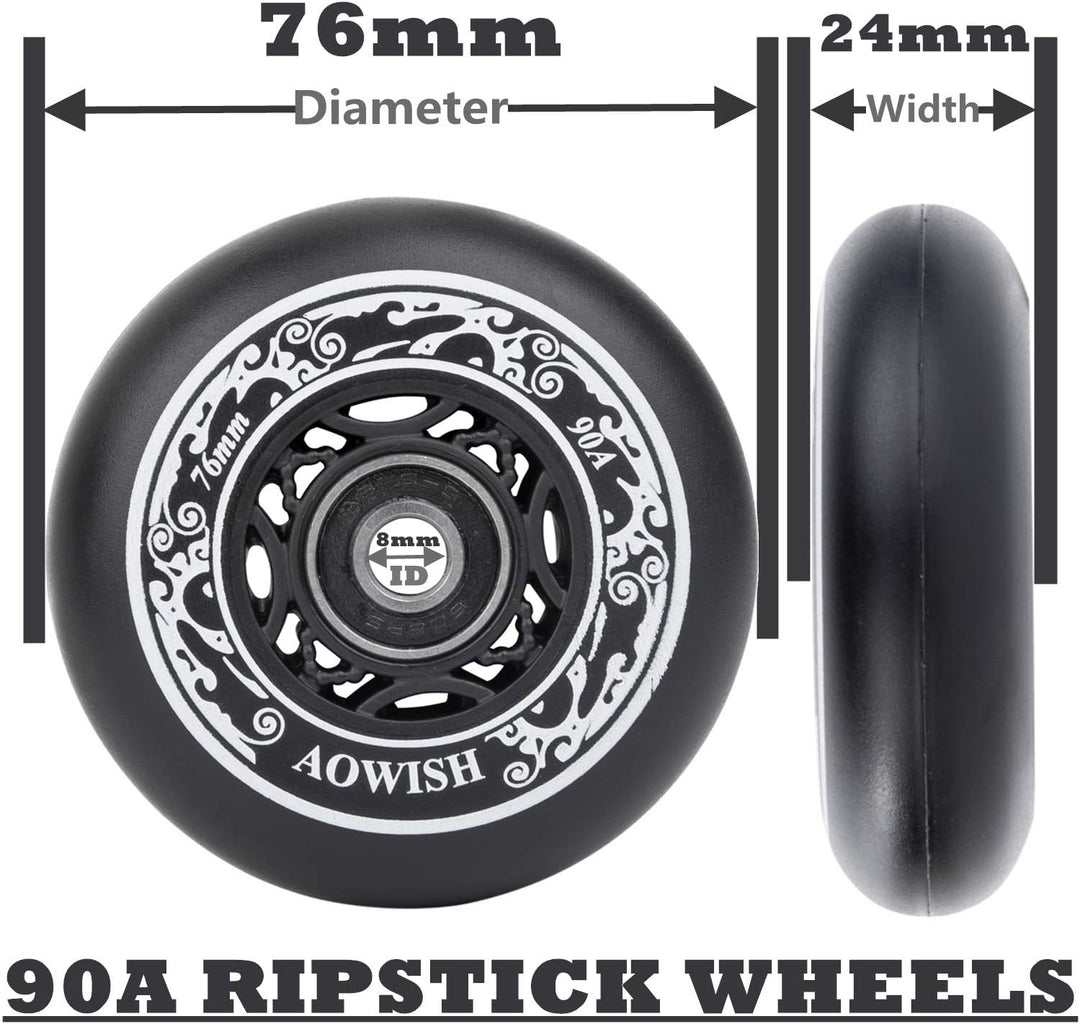 AOWISH Ripstik Wheels [2er Pack] 76 mm Ripstick Wheels 90A Ripsurf Caster Board rad mit vorinstallie