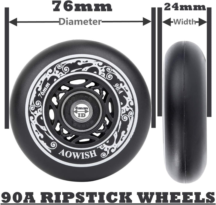 AOWISH Ripstik Wheels [2er Pack] 76 mm Ripstick Wheels 90A Ripsurf Caster Board rad mit vorinstallie