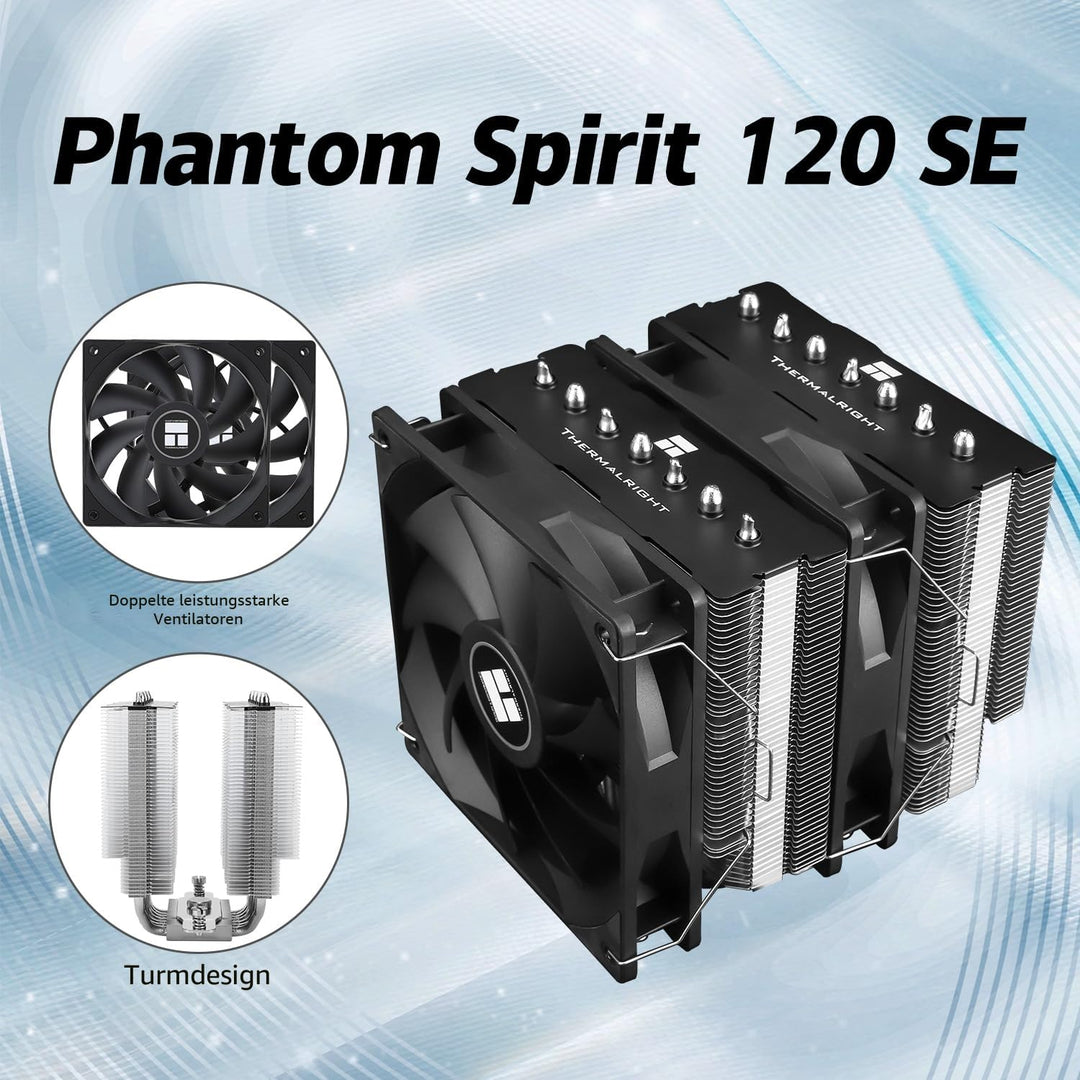 TR Phantom Spirit 120SE CPU-Kühler, CPU-Kühler mit 7 Heatpipes, Doppel-Lüfter 120 mm TL-C12B V2 PWM,