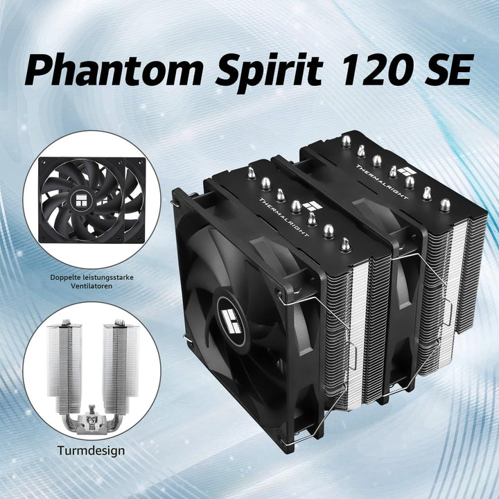 TR Phantom Spirit 120SE CPU-Kühler, CPU-Kühler mit 7 Heatpipes, Doppel-Lüfter 120 mm TL-C12B V2 PWM,