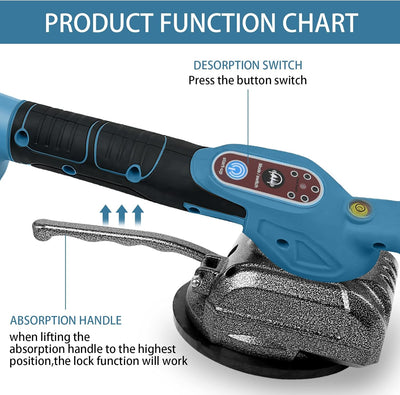 Fliesenvibrationsmaschine für Makita 18v, Fliesenleger-Vibrationsgerät mit 4,7" Saugnapf, 5 Gänge, e