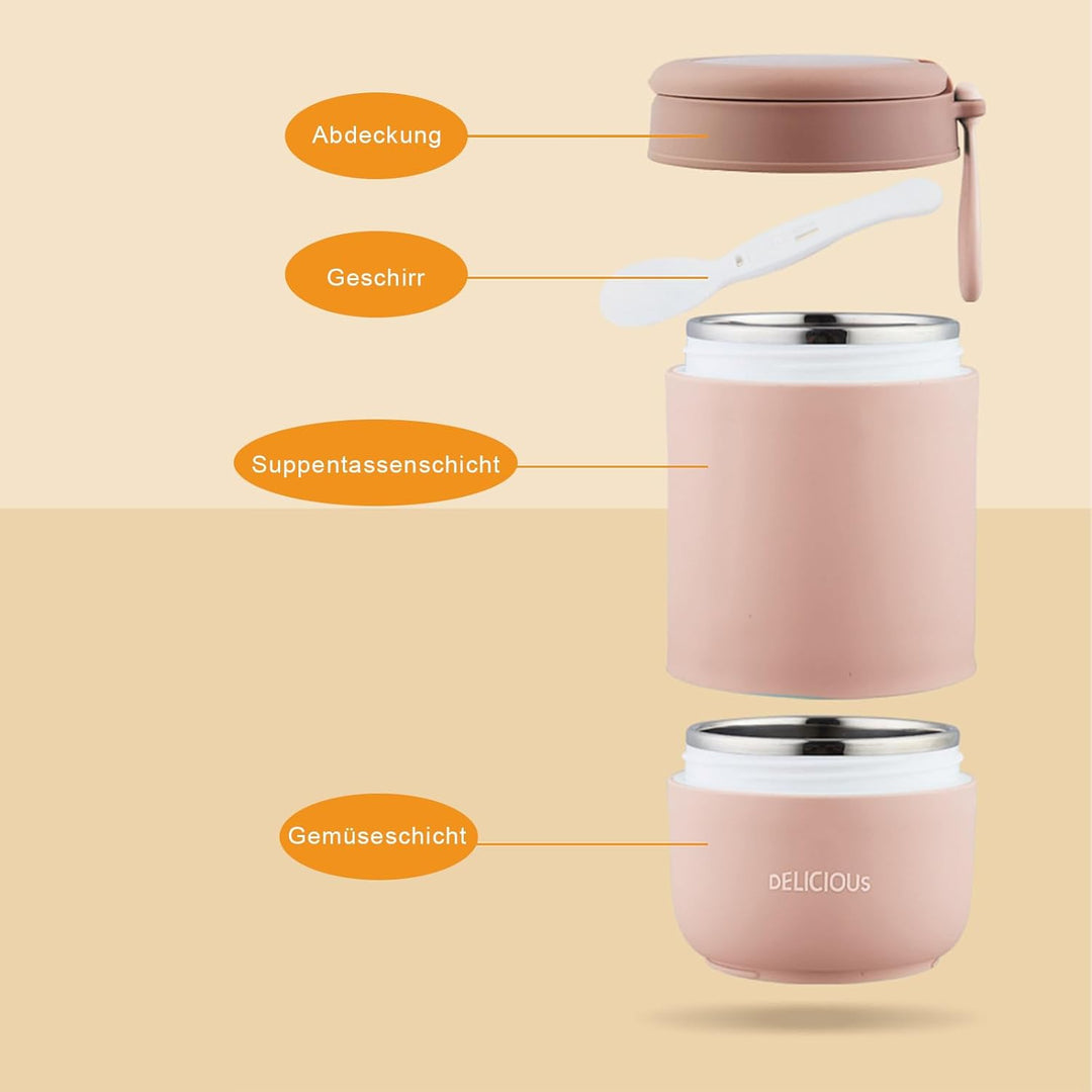 Chedin Müslibecher To Go mit Deckel, Edelstahl Porridge Becher 730ml Auslaufsicher joghurtbecher to