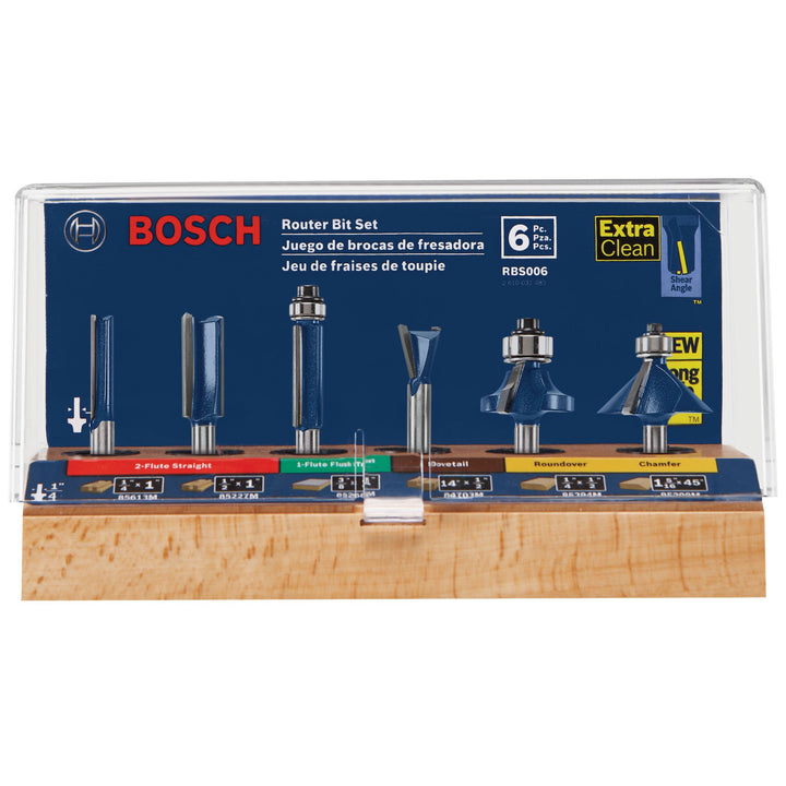 BOSCH RBS006 Mehrzweck-Fräser-Set, 1/4 Zoll Schaft, Hartmetallbestückt, 6-teilig 6-tlg, 6-tlg