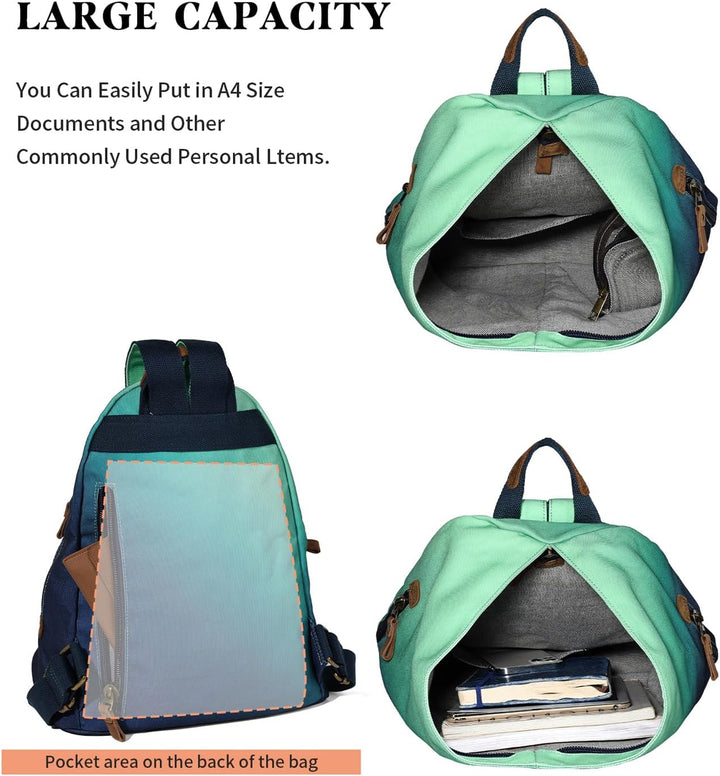 Retro Segeltuch Rucksack Canvas Vintage Rucksäcke Echtleder Daypack Reisetasche Schulterrucksack für
