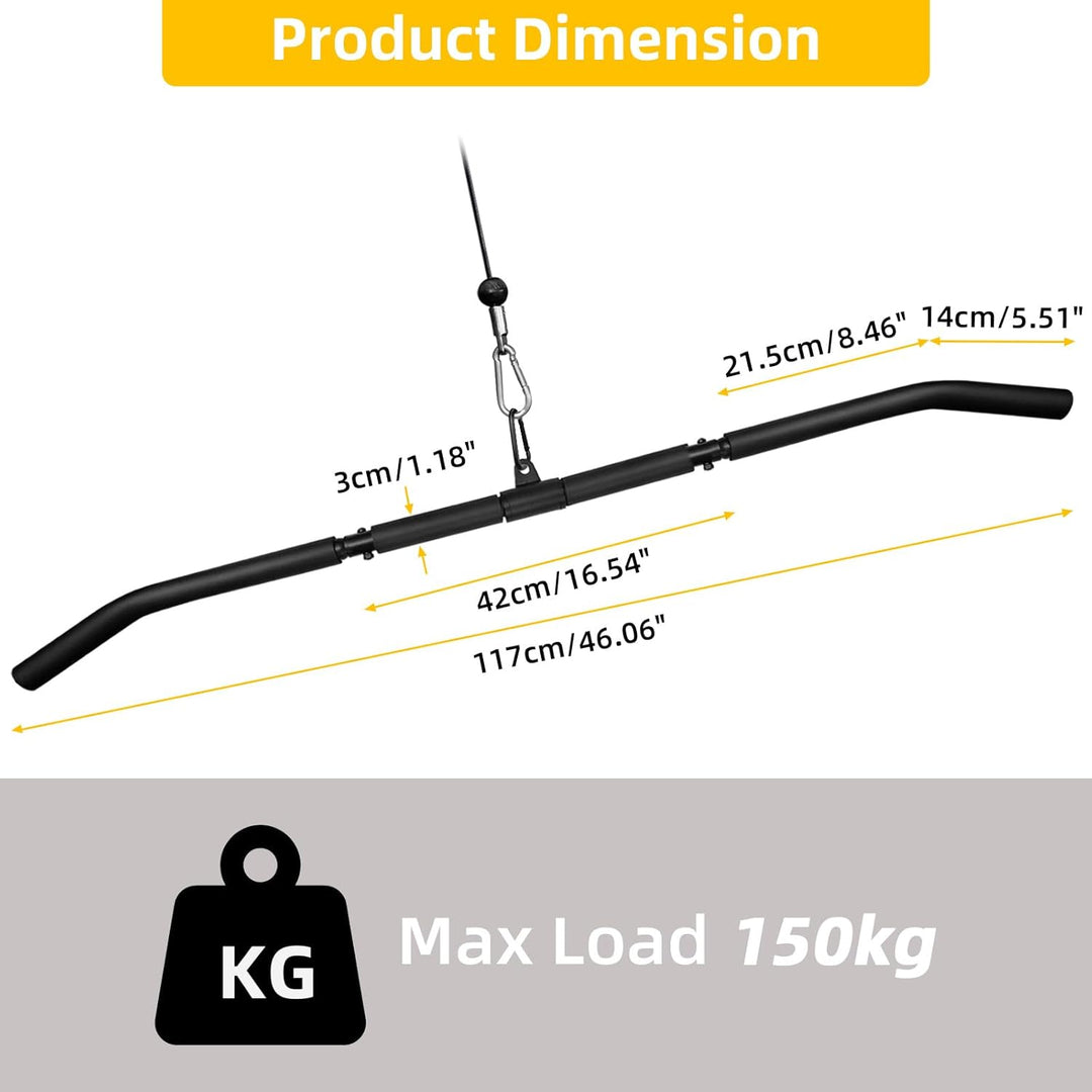 Topfinder Latzugstange mit Drehgelenk, Lat Pull Down Bar Kabelzug Fitness Latzug Griff Bizeps Trizep