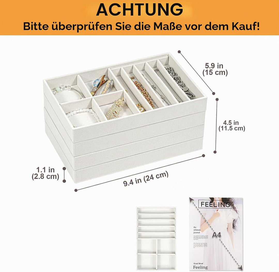 ProCase Schmucktablett Organizer Set mit 4 Schmuckschalen, Stapelbar Schmuck Schublade Organizer, Sc