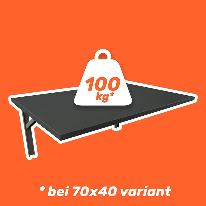 mikon Wandklapptisch mit Abgerundeten Ecken Klapptisch Esstisch Wandtisch Küchentisch Schreibtisch K