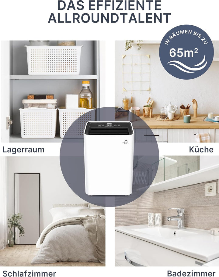 Comedes Demecto 16 eco WiFi - Leistungsstarker Luftentfeuchter (max. 16 Liter / 24h) Geeignet für Rä