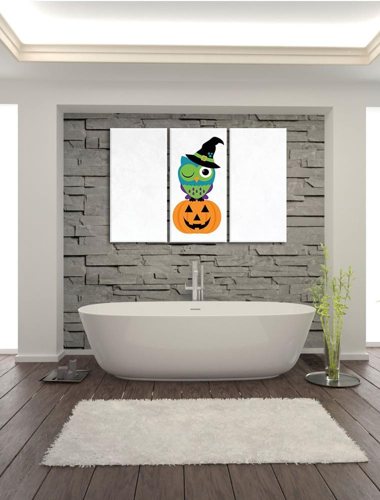 Pixxprint Lustige Hexen Eule weiss 3-Teiler Leinwandbild 120x80 Bild auf Leinwand