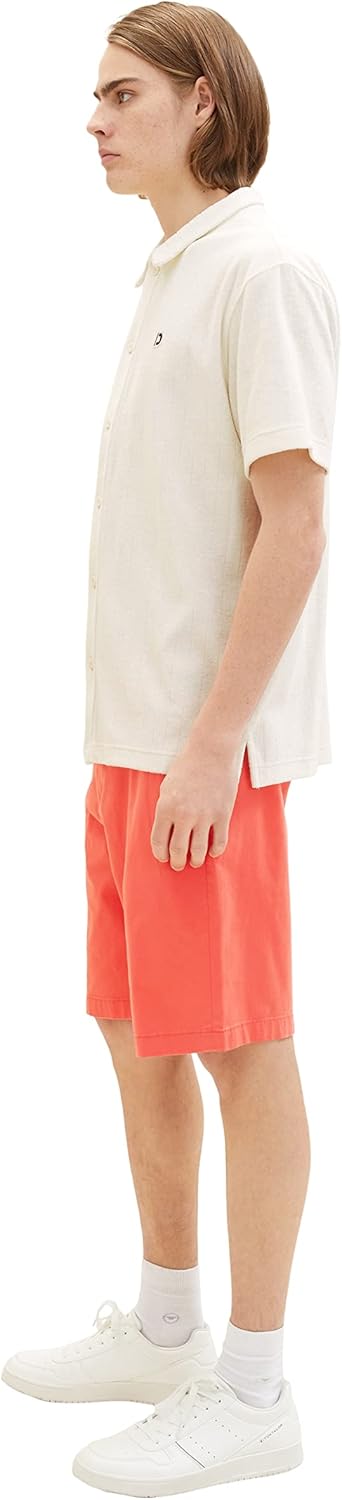 TOM TAILOR Denim Herren Relaxed Fit Chino Bermuda Shorts XS 11042 - Plain Red, XS 11042 - Plain Red