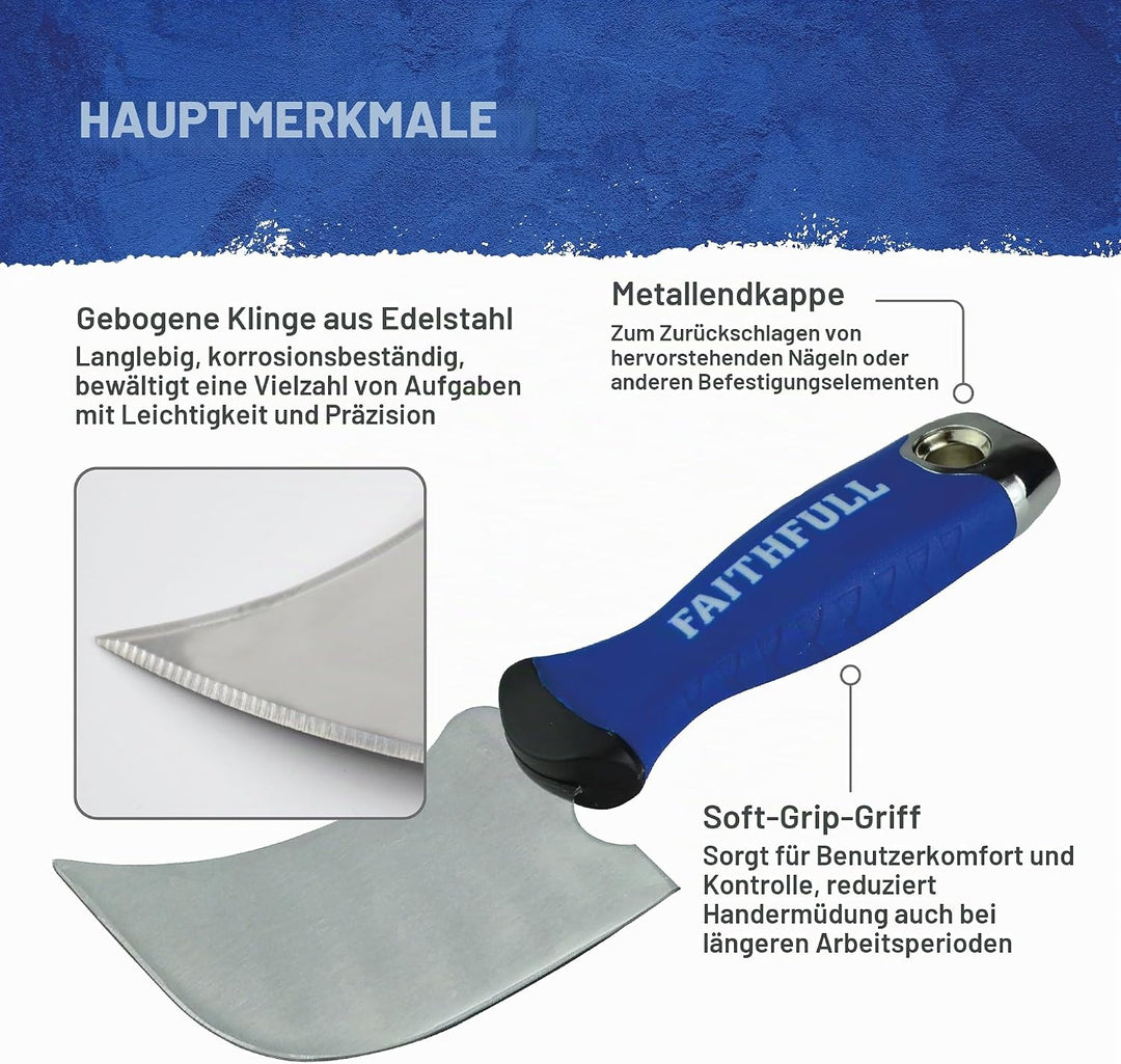 Faithfull SGWINDME Profi Fenstermesser Quarter Moon, Blau