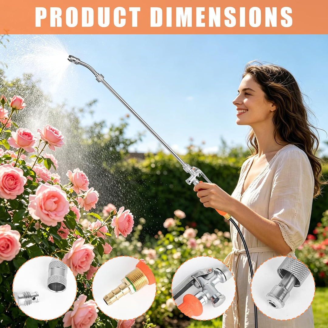 Sprühstab, 112CM Garten Giessstab Metall mit Einstellbarer Düse, 3/8 Zoll & 1/4 Zoll Messing Barb Un