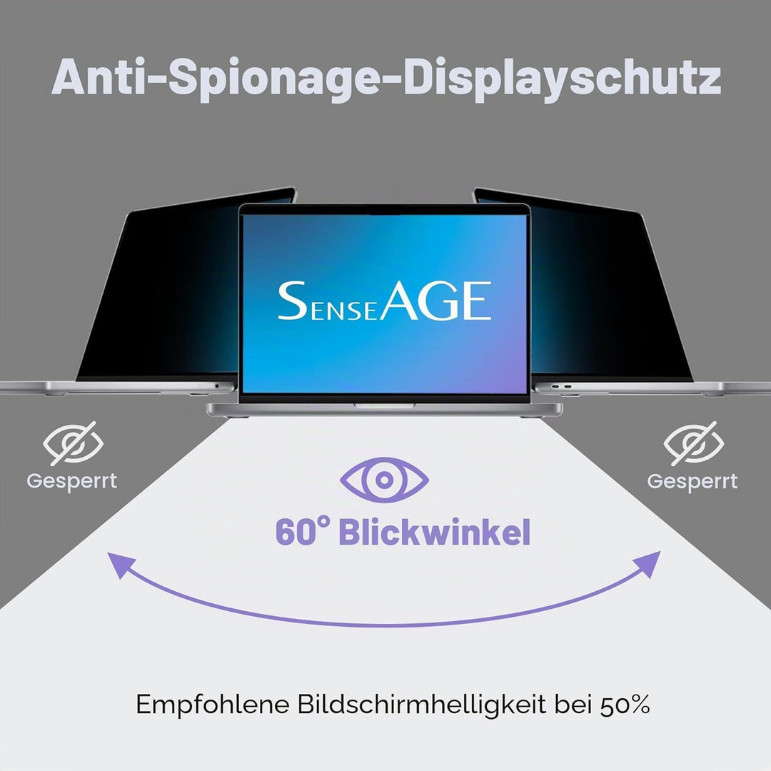 SenseAGE Magnetischer Blickschutzfilter für MacBook Pro 14 Zoll (2021-2023 M1/M2/M3), Anti-Spy & Ant