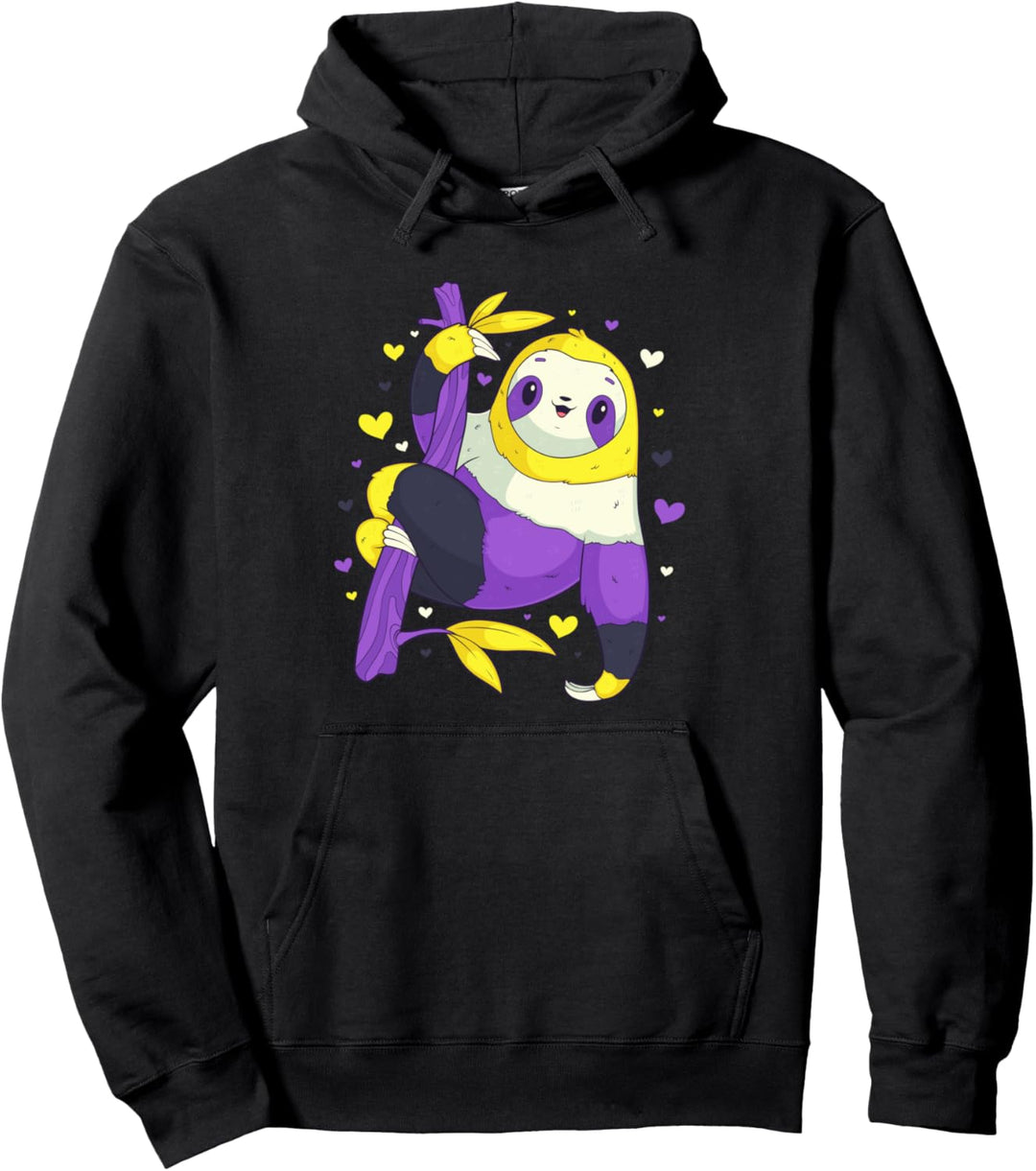 Non-Binary Pride Flagge Faultier Genderqueer LGBT Pullover Hoodie