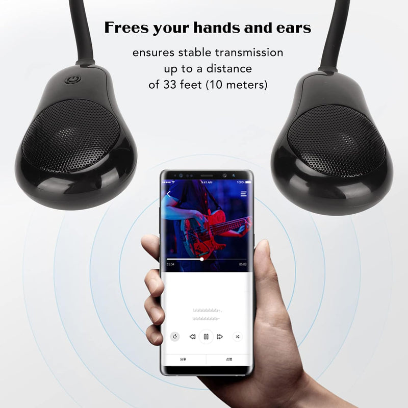 ASHATA Nackenbügel-Bluetooth-Lautsprecher, Drahtloser Tragbarer Freisprechlautsprecher, Echter 3D-St