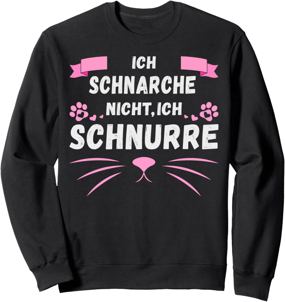 Schlafshirt Katze Damen, ich schnarche nicht, ich schnurre Sweatshirt