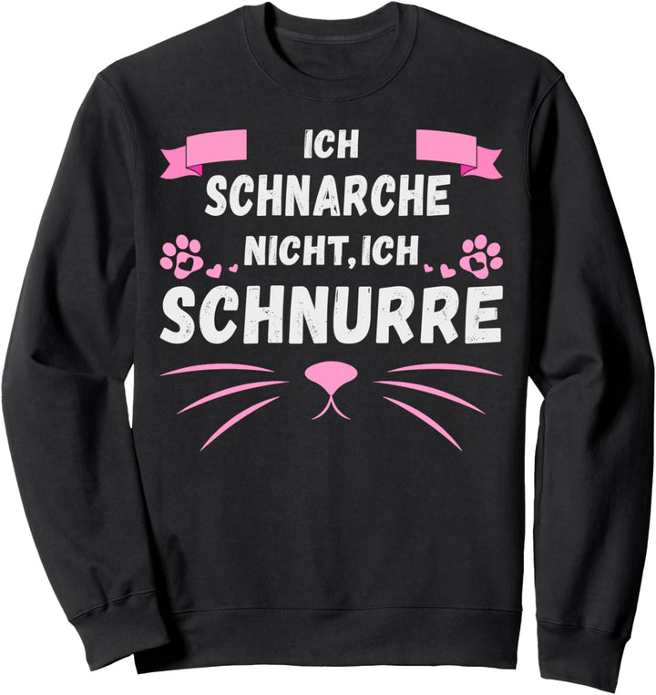 Schlafshirt Katze Damen, ich schnarche nicht, ich schnurre Sweatshirt