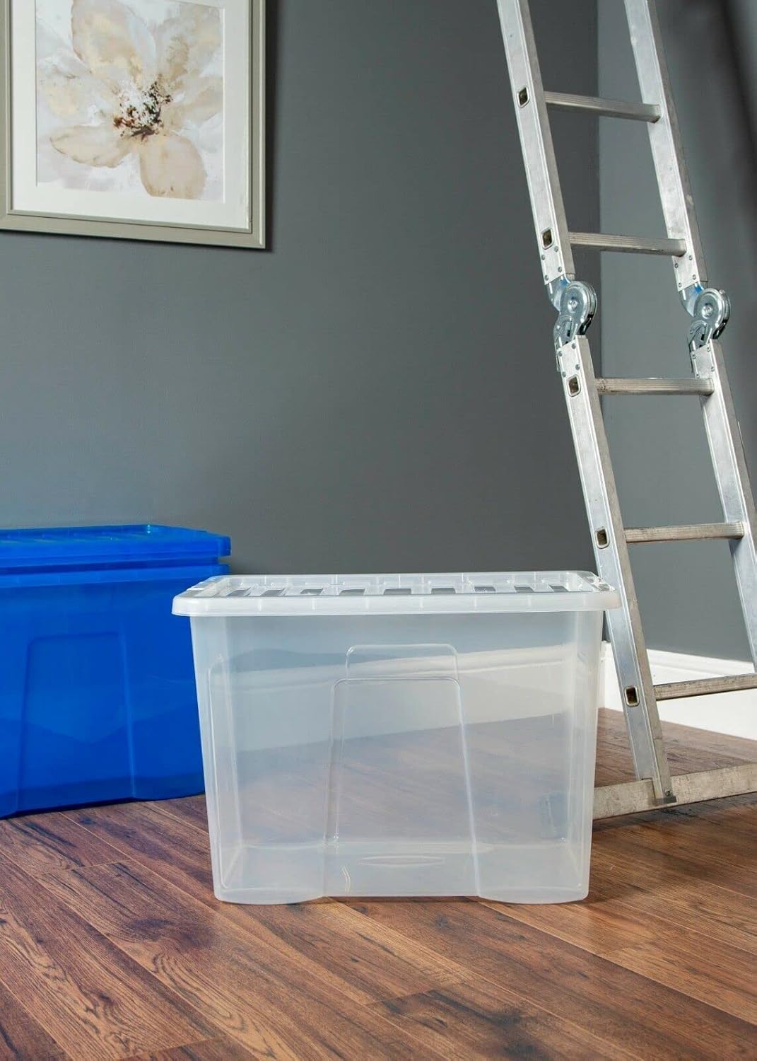 Wham 5X 11315 Crystal Box mit Deckel - 80 Liter - 60 x 40 x 42 cm - Transparent