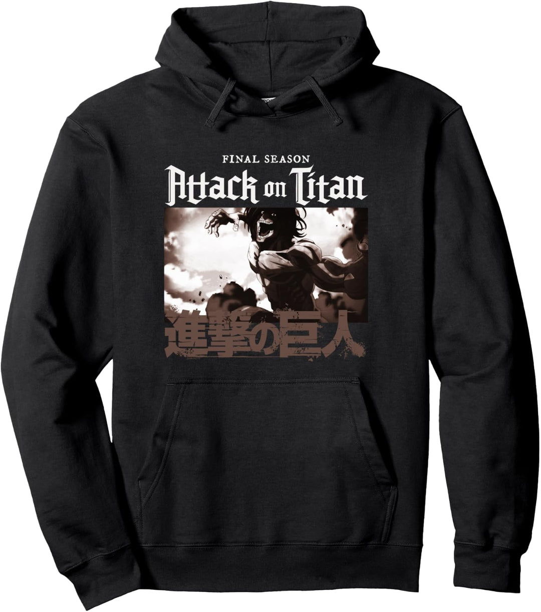 Attack on Titan Season 4 Englisch und Kanji Logo Pullover Hoodie