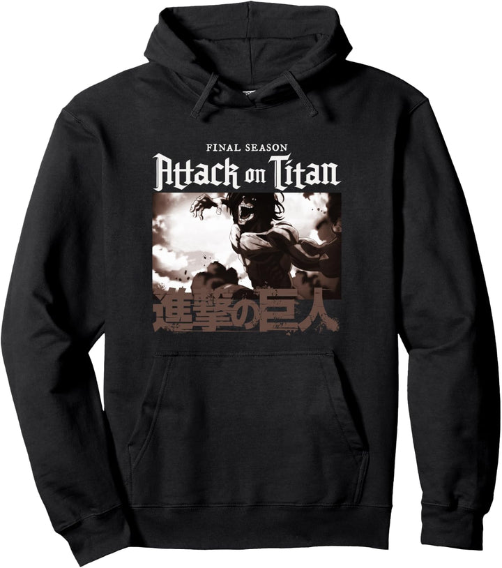 Attack on Titan Season 4 Englisch und Kanji Logo Pullover Hoodie