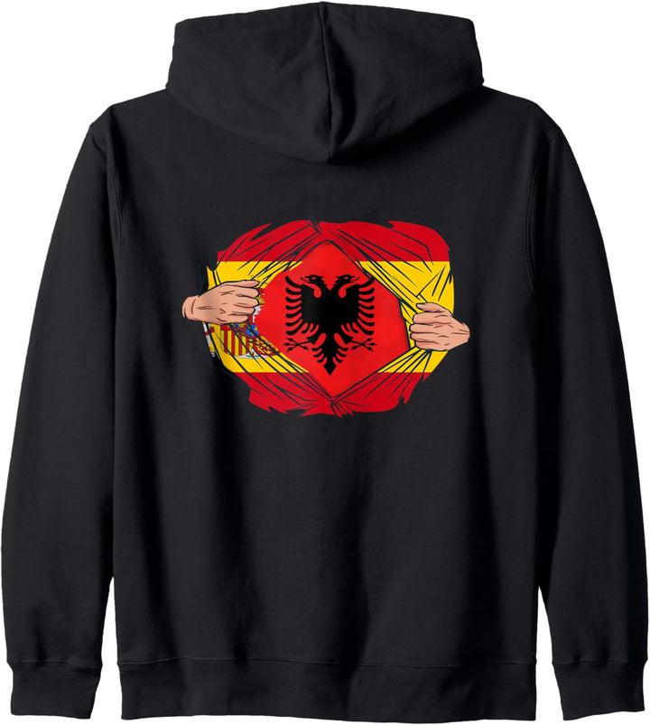 Spanisch mit albanischen Wurzeln Albanische Flagge mit Spanien Kapuzenjacke