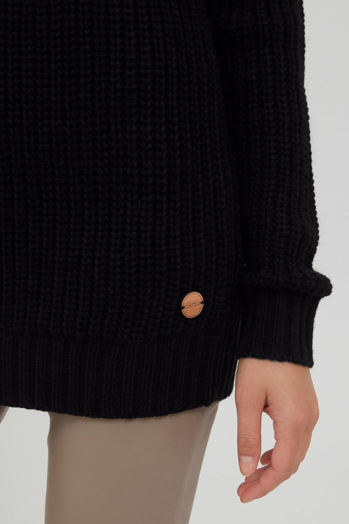 OXMO OXNanna Strickpullover Damen Grobstrickpullover Pullover mit Rollkragen Regular Fit L Black (19