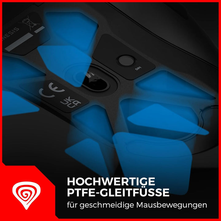 Genesis Krypton 660 Gaming Maus mit Kabel Schwarz, leichte Gaming Maus 49g, 12000 DPI USB PC Maus, P