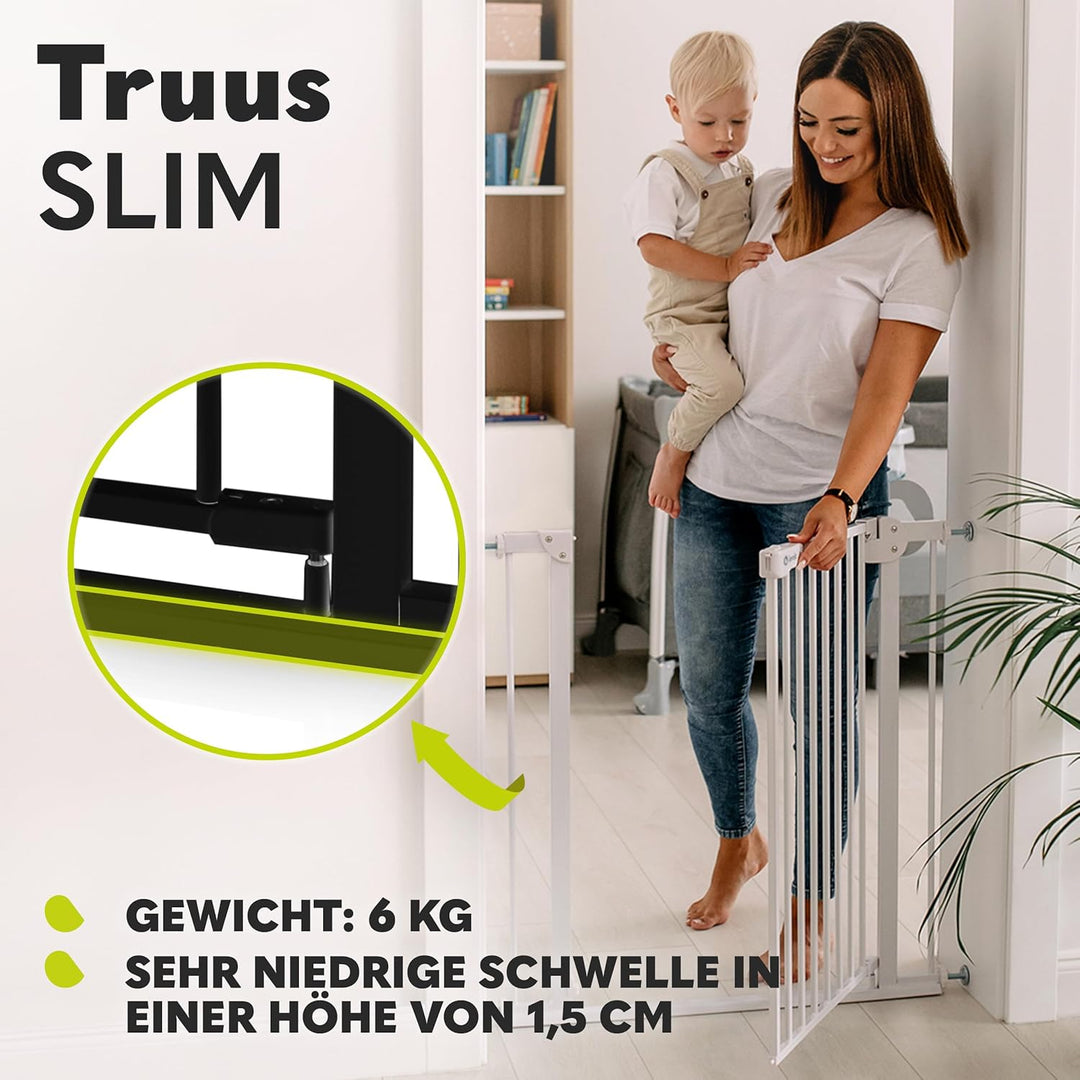 LIONELO Truus Slim Sicherheitstor, Verstellbare Breite von 75 bis 105 cm mit Press-Fit, Höhe 77 cm Ö