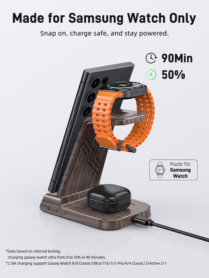 Wireless Charger für Samsung Galaxy S23 Ultra, Induktive ladestation für Samsung Watch 6, 3 in 1 lad