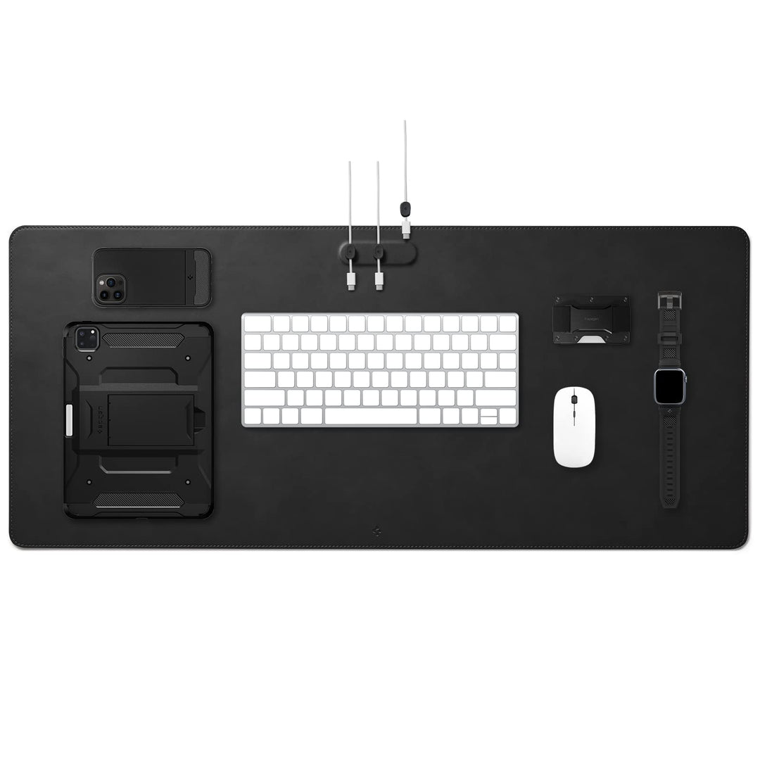 Spigen Schreibtischunterlage aus Velo Vegan PU Leder XXL Mauspad mit integrierter magnetischer Kabel