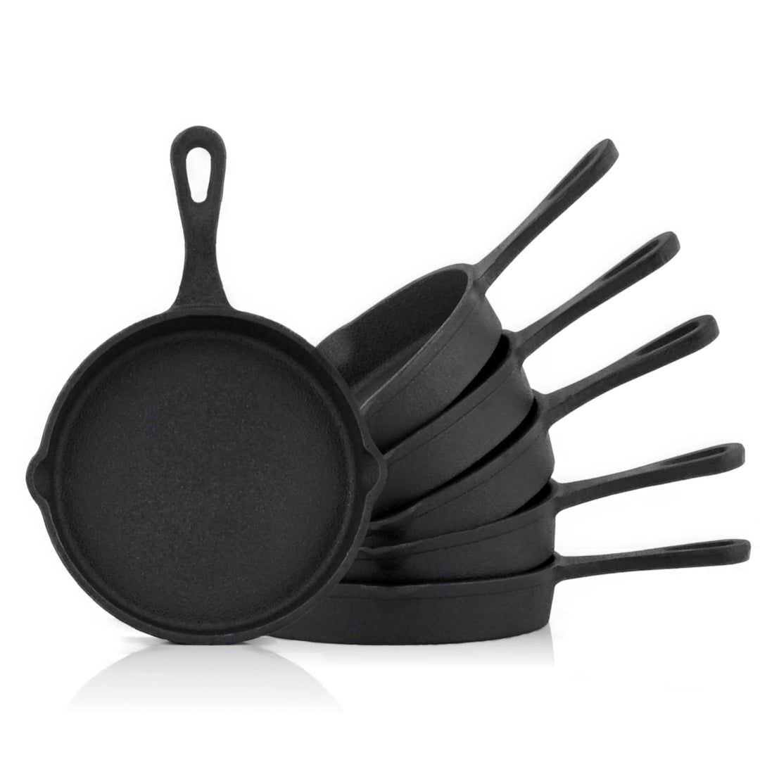 BBQ-Toro Gusseisen Grillpfännchen (6-er Set) | Ø 12,5 cm | bereits eingebrannt - preseasoned | Gusse