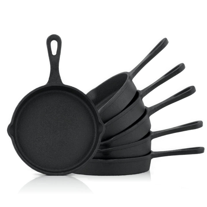 BBQ-Toro Gusseisen Grillpfännchen (6-er Set) | Ø 12,5 cm | bereits eingebrannt - preseasoned | Gusse