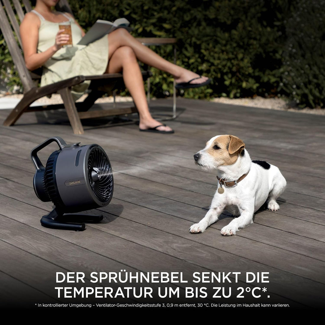 Shark FlexBreeze HydroGo – Leistungsstarker Nebelventilator, Kühlung im Innen- und Aussenbereich, Le