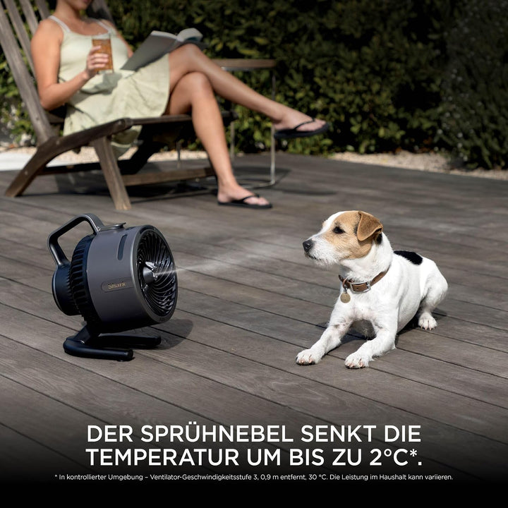 Shark FlexBreeze HydroGo – Leistungsstarker Nebelventilator, Kühlung im Innen- und Aussenbereich, Le