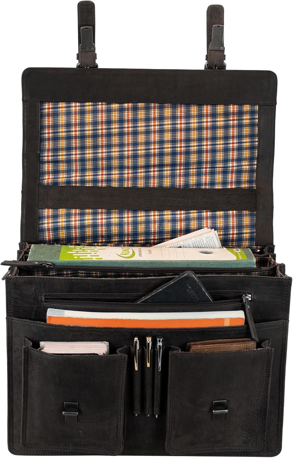 Marc Peter Amsterdam Aktentasche Leder XL Lehrertasche mit Laptopfach 15,6 Zoll grosse Ledertasche z