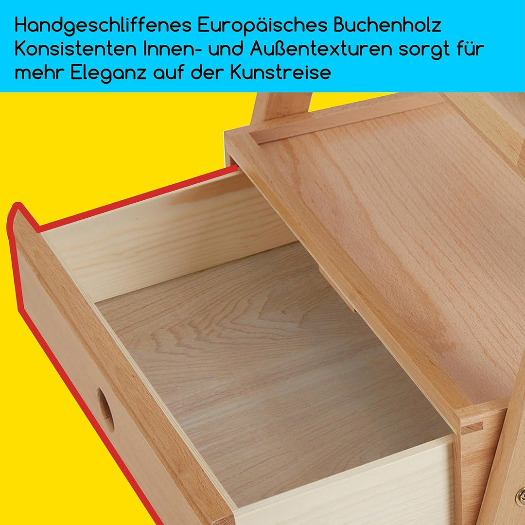 MEEDEN Staffelei Holz Gross mit Aufbewahrungsschublade, Verstellbarer Leinwand Ständer aus deutsche