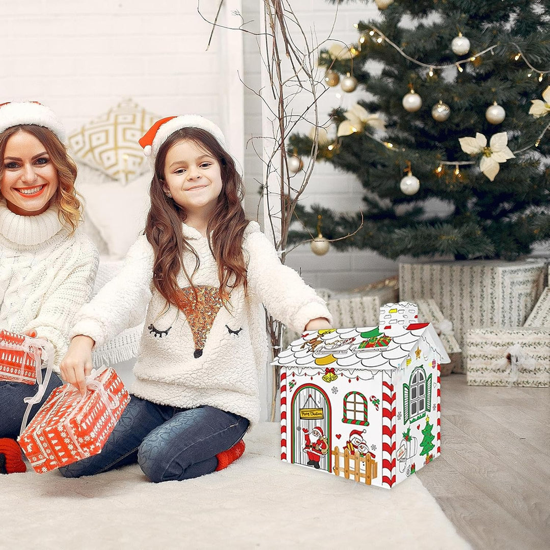 2025 Neues Weihnachts-Malhaus, Weihnachts-Papphaus, handgemalte Bastelsets, Malerei-Erleuchtungsspie